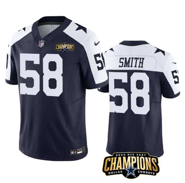 Men & Women & Youth Dallas Cowboys #58 Mazi Smith Navy White 2023 F.U.S.E. NFC East Champions Patch Stitched Jersey